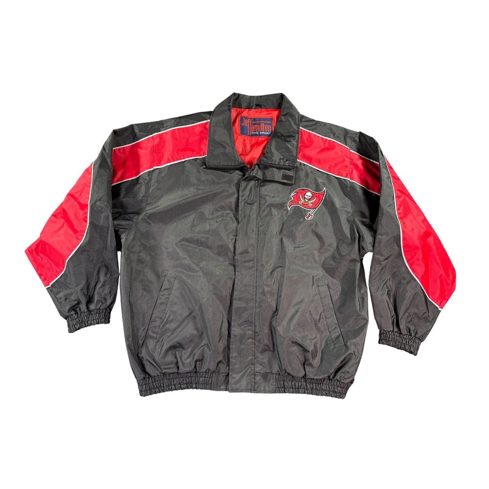 Jeff Hamilton Tampa Bay Buccaneers Jacket Mens XL Black Red Windbreaker NFL Pro